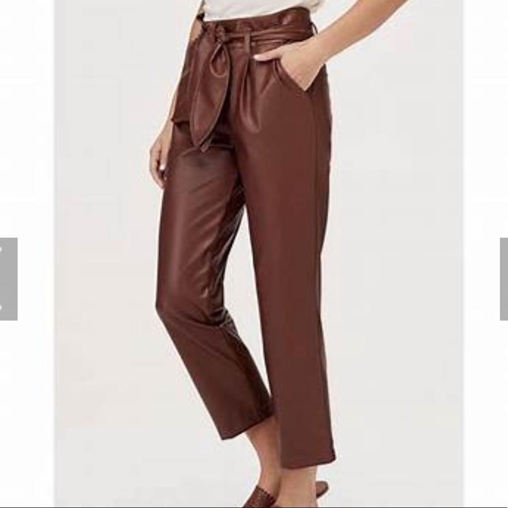 David Lerner Vegan Leather Brown Pants
